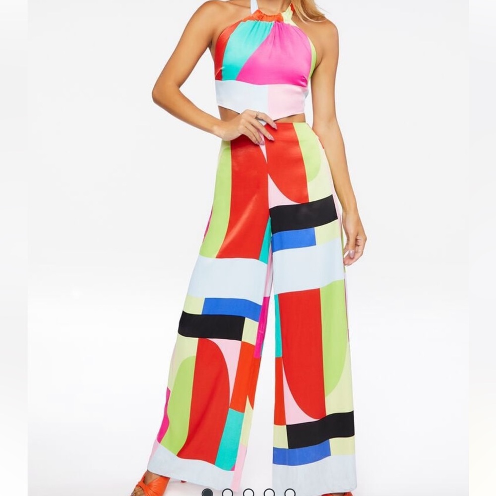 Forever 21 Abstract Cutout Halter Jumpsuit new with tags